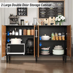 4 EVER WINNER 58" Buffet Cabinet with Storage, Coffee Bar Cabinet with 4 Large Doors, Storage Cabinet with Adjustable Shelves for Living Room, Kitchen, Black