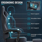 Homall Gaming Chair with Massage & Footrest, Ergonomic Computer Office Chair, High-Back Racing Style Reclining Chair with Adjustable Lumbar Support, Breathable Tech Fabric for Adults (Dark Black)
