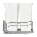 Rev-A-Shelf Double Pullout Trash Cans for Full Height Kitchen Cabinets 50 Quart 12.5 Gallon with Soft-Close Slides, White, 53WC-2150SCDM-211