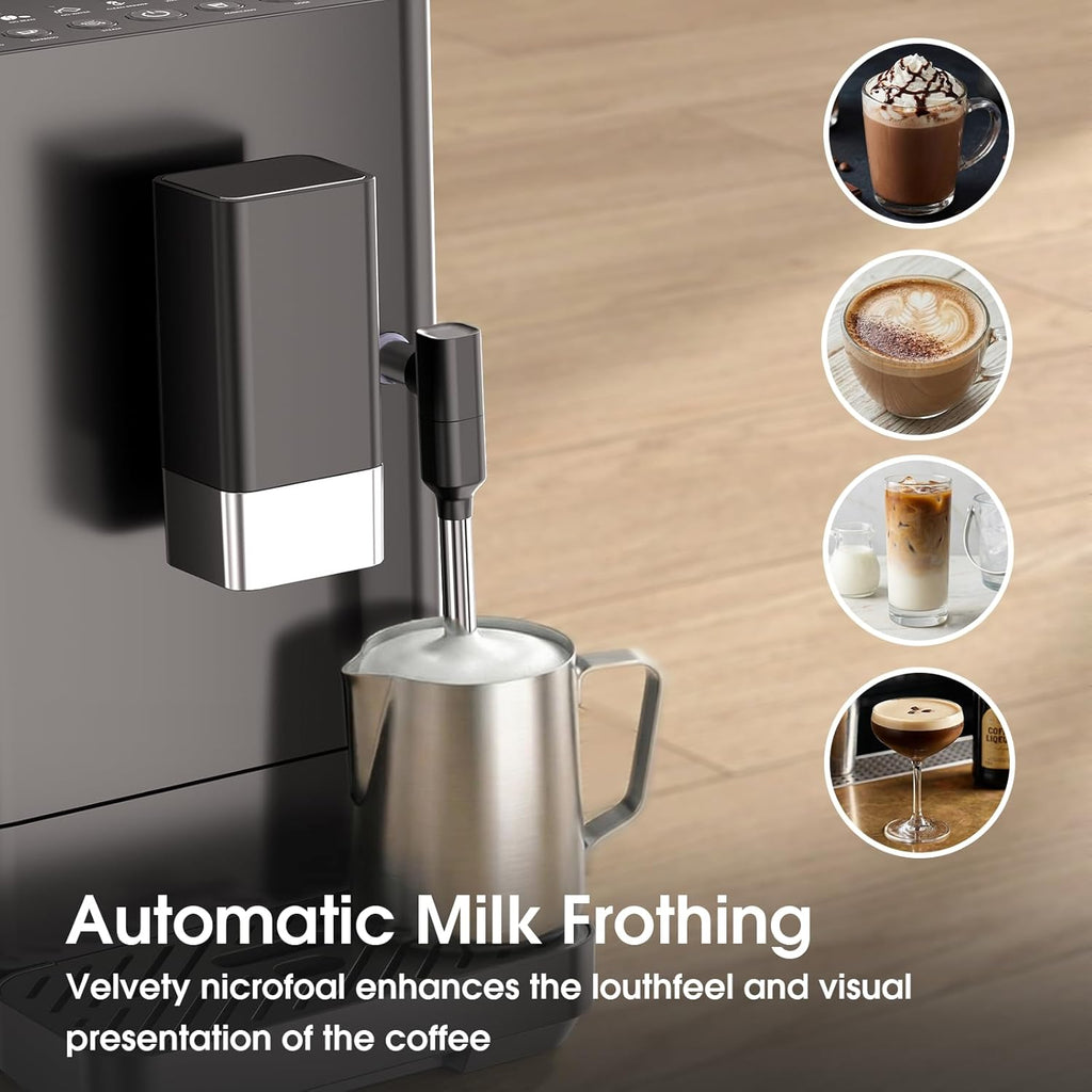 COWSAR 20bar Automatic Espresso Machine with Grinder & Manual Milk Frother, Auto-Clean Function Espresso Maker, Professional Expresso Coffee Machines with Button Controls for Cappuccino, Latte, Black