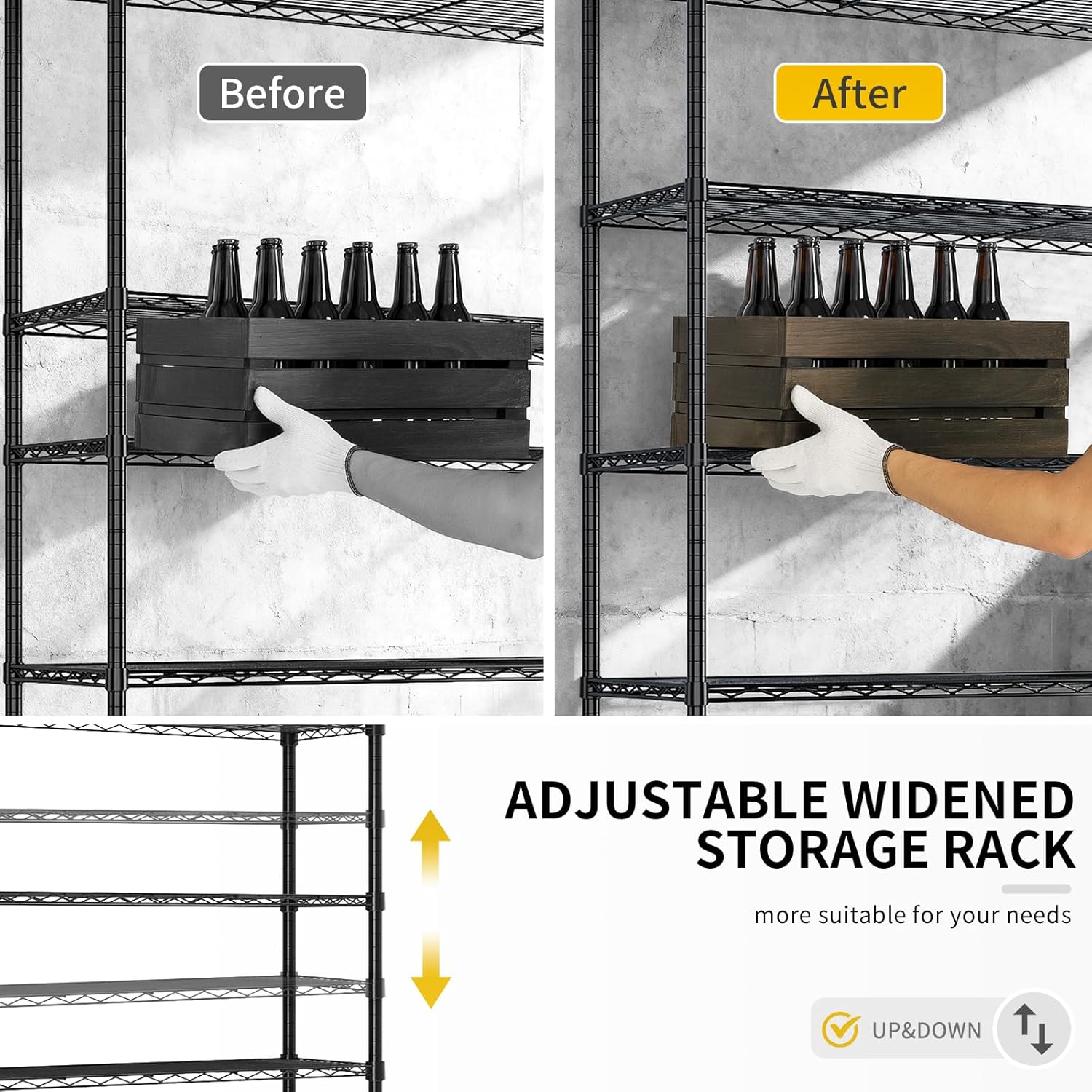 VINGLI 4 Tier Metal Storage Shelves 65''H Wire Shelving with Wheels for Storage Adjustable Heavy Duty Garage Shelving Storage Racks for Pantry Shelves Kitchen Office Garage, 65''H X63''W X23''D