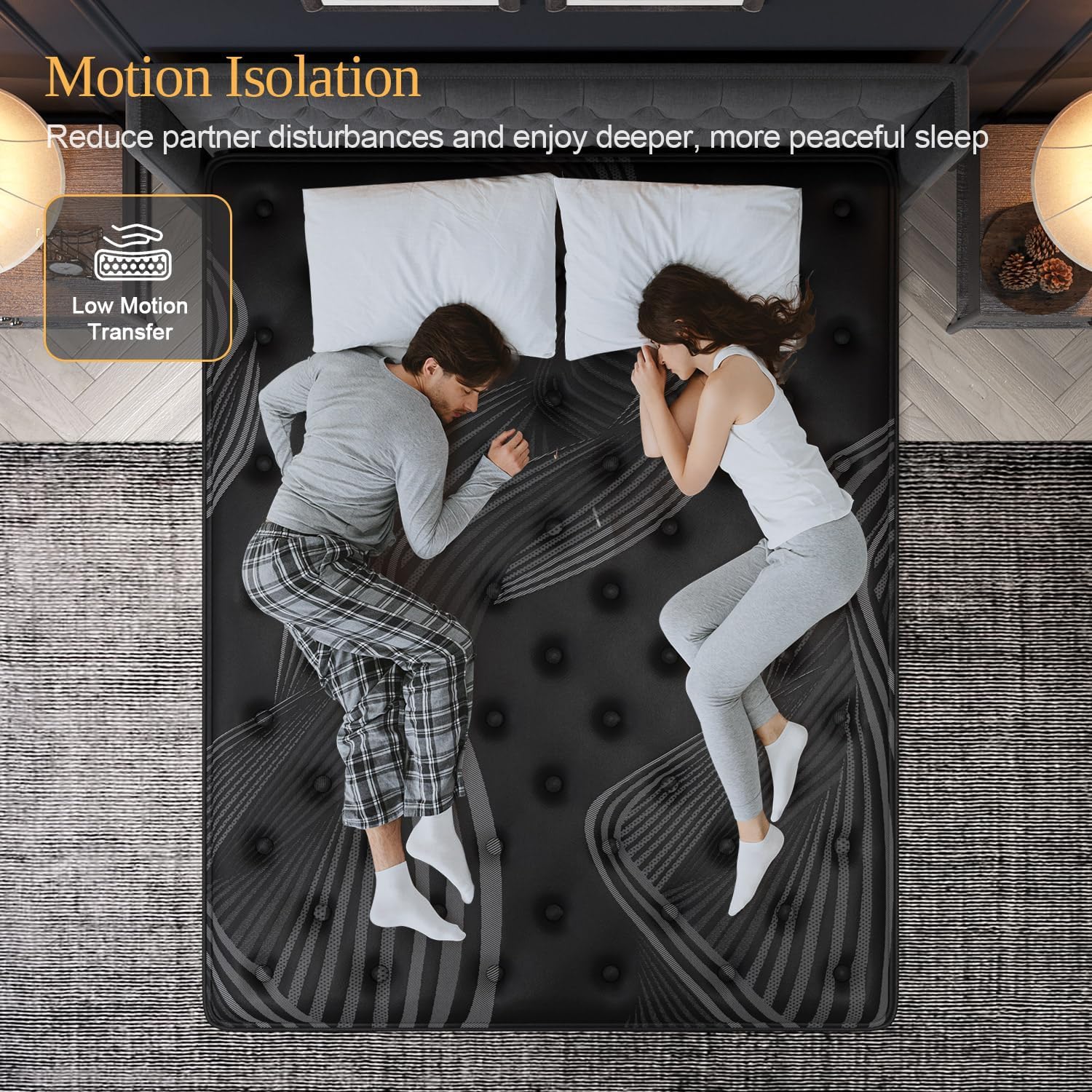 Queen Mattress, 12 Inch Hybrid Mattresses, Medium-Firm Feel with Pocket Springs & Cooling Gel Memory Foam, CertiPUR-US Certified for Enhanced Support, Cooling & Motion Isolation