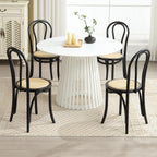 Solid Wood Dining Chairs Set of 2 Mid-Century Modern Rattan Kitchen Room Chairs with Backrest Bentwood Side/Desk Chairs for Dining/Living Room,Home, Black Wood