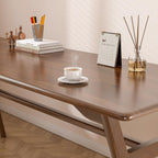 Solid Wood Study Desk - 63" Double Long Computer Table for Home Office, 2-Person PC Workstation, Walnut