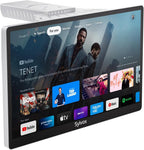 SYLVOX Kitchen TV  Small Smart TV for Kitchen  15.6 inch 1080P Full HD Under Cabinet TVs  Google Smart Television with Voice Remote Control WiFi Bluetooth Chromecast 2 Speakers  Compact & Foldable