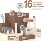 Bunfly Dog Grooming Kit & Dog Hair Vacuum, 3L Large Capacity Dust Cup,13,000KPa Powerful Suction, 99% Pet Hair Removal, 16 Grooming Tools for Dogs, Cats & More, Home Cleaning - Brown