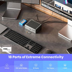CalDigit TS4  18-in-1 Thunderbolt 4 Docking Station  98W Charging  3* TBT4 (40Gb/s)  3* USB-C + 5* USB-A (10Gb/s)  2.5GbE LAN  1*8K@30Hz or 2*6K@60Hz Displays  Mac/Windows/Chrome  0.8m Certified Cable