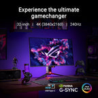ASUS ROG Swift 32” 4K OLED Gaming Monitor (PG32UCDM) - UHD (3840 x 2160)  QD-OLED  240Hz  0.03ms  G-SYNC Compatible  Custom Heatsink  Graphene Film  99% DCI-P3  True 10-bit  90W USB-C