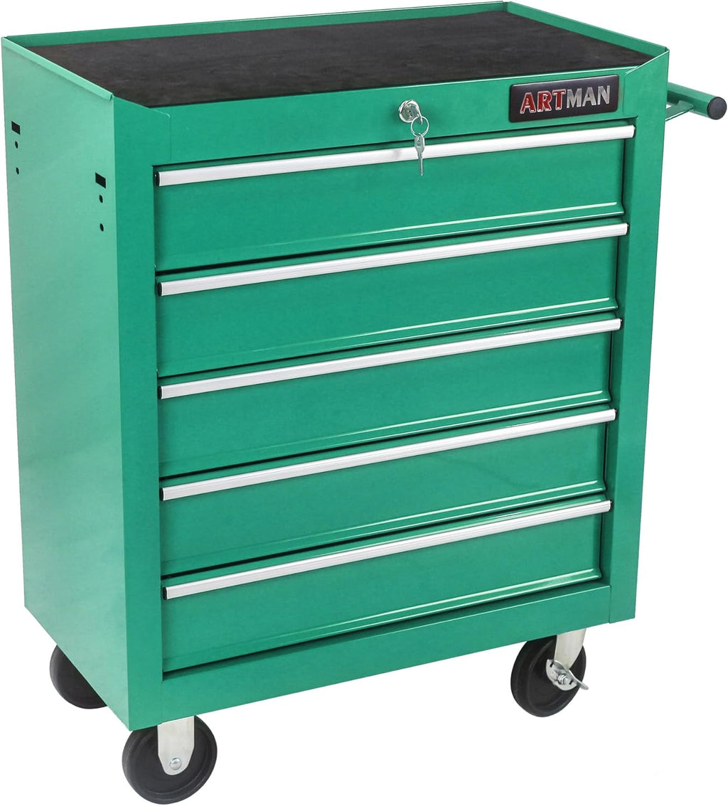 5 Drawers Tool Cart on Wheels,Rolling Tool Chest Tool Storage,Drawers Rolling Tool Trolley Organizer Tool Case for Garage, Warehouse, Workshop, Repair Shop (5 Drawers-Green)