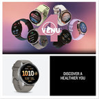 Garmin Venu 4  45mm  Advanced Health & Fitness GPS Smartwatch  Bright & Colorful Display  Flashlight  12 Days Battery Life | Silver with Gray Silicone Band  Signature Series Power Bundle