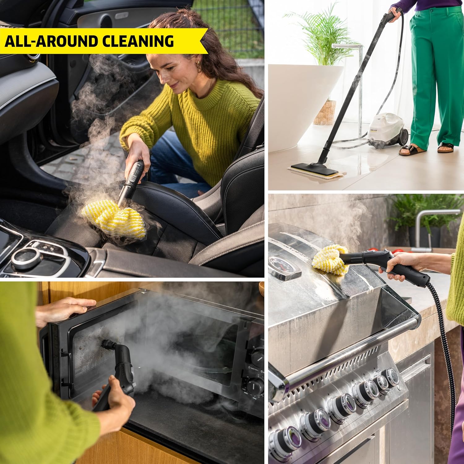 Kärcher Steam Cleaner, Multi Purpose, Power Steamer, Chemical-Free, 40 Sec Heat-Up, for Grout, Tile, Hard Floors, Appliances & More - SC 3 Easy Fix