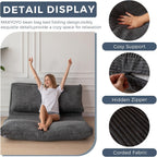 MAXYOYO Folding Sofa Bed, Extra Thick and Long Floor Sofa Convertible Sleeper Chair with Washable Cover, Floor Couch Lounge Bean Bag Bed for Living Room, Dark Grey, 30x95 Inch