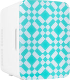 Cooluli 10L Mini Fridge for Bedroom - Car, Office Desk & Dorm Room - 12v Portable Cooler & Warmer for Food, Drinks, Skincare, Beauty & Makeup - AC/DC Small Refrigerator with Glass Front, Green Pattern