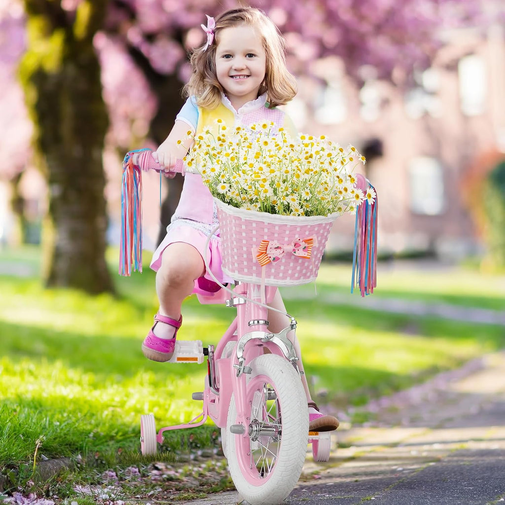 Glaf Toddler Girls Bike for Age 2-9 Years Old 12 14 16 Inch Girls Bike with Training Wheels and Doll Seat Kids Bike Bicycle with Basket Adjustable Seat