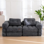 MAXYOYO Folding Sofa Bed, L-Shaped Convertible Sofa Bed with Armrest Foldable Sleeper Sofa with Pillow, Portable Fold Out Chair Bed Comfy Floor Lounge for Living Room Bedroom, Dark Grey