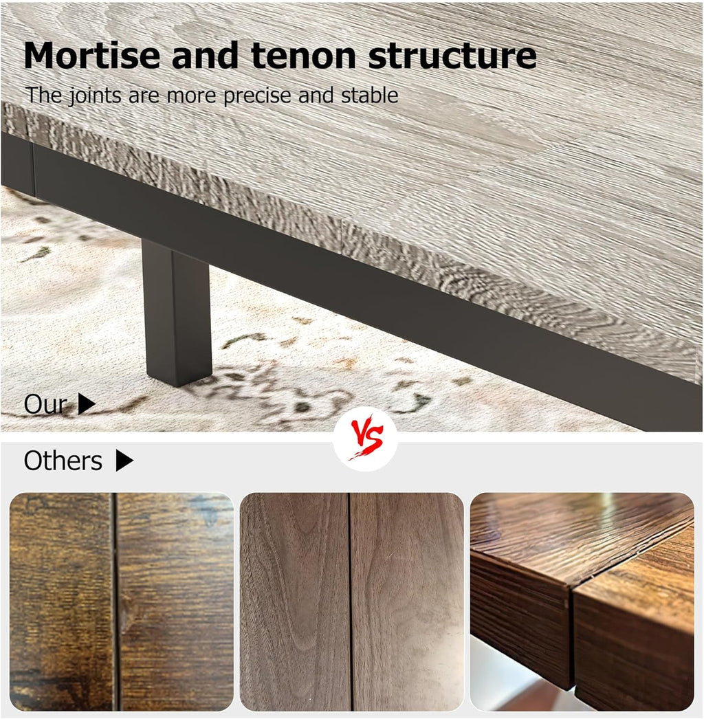 Garvee 79 in Dining Table for 6, Farmhouse Wooden Kitchen Tables for Family, Rectangular Industrial Style Dining Room Table with Sturdy Metal Frame, Long Desk for Restaurant, Kitchen, Office,Grey