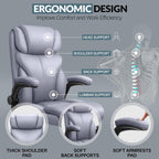 Office Chair, Leather Chair with Adjustable High Back Flip-up Armrests，Ergonomic Desk Chairs Big and Tall, Lumbar Support Swivel Computer Chair with Rocking Function