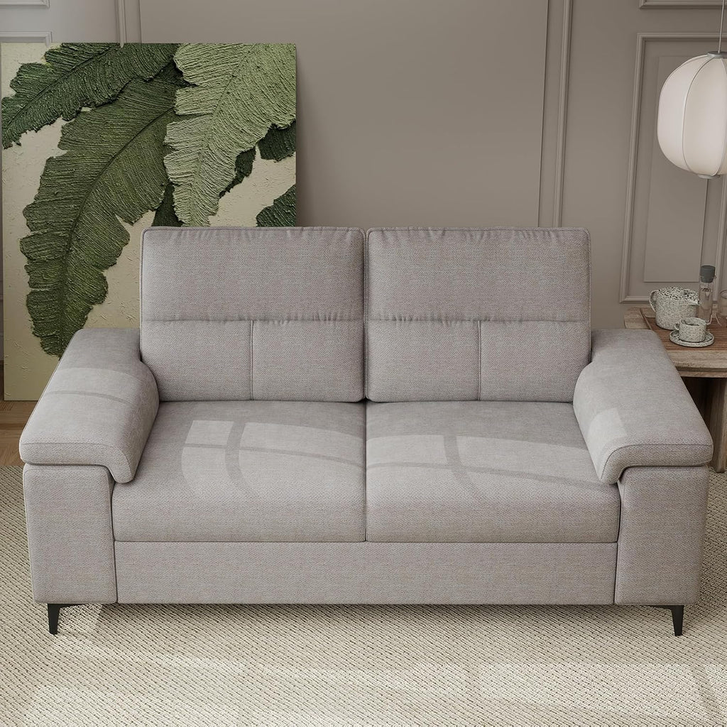 71.25" Modern Couches for Living Room, Deep Seat Sofa with 8” Cushion, Comfy 2-Seater Chenille Loveseat with Convertible Armrest, Removable Sofa Cover, High Leg(Light Gray)