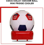 Coca-Cola Soccer Ball 5 Can Cooler, 12V DC/110V AC Cooler, for home, dorm, office, travel, camping, car, boat, truck, beverages, snacks, skincare, cosmetics, medication