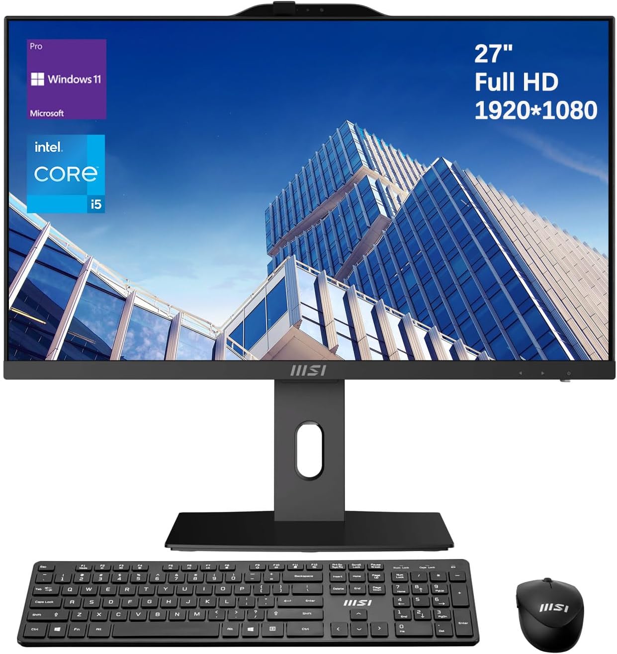 msi PRO AP272P Business All-in-One Desktop  27" IPS FHD 100Hz Eye-Care Display  Intel Core i5-14400  32GB DDR5  1TB SSD  IR FHD Webcam  Wi-Fi 6E  HDMI  DP  Wireless KB & Mouse  Windows 11 Pro
