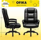 OFIKA Home Office Chair, 400LBS Big and Tall Computer Chair Heavy Duty Design, Ergonomic High Back Cushion Lumbar Back Support, Adjustable Executive Leather with Armrest