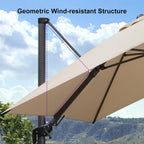 PURPLE LEAF 8.8' X 8.8' Left-right Tilt Patio Umbrella Outdoor Cantilever Swivel Square Umbrella with Tilt Aluminum Offset Umbrella with 360-degree Rotation for Garden Deck Pool Patio Beige