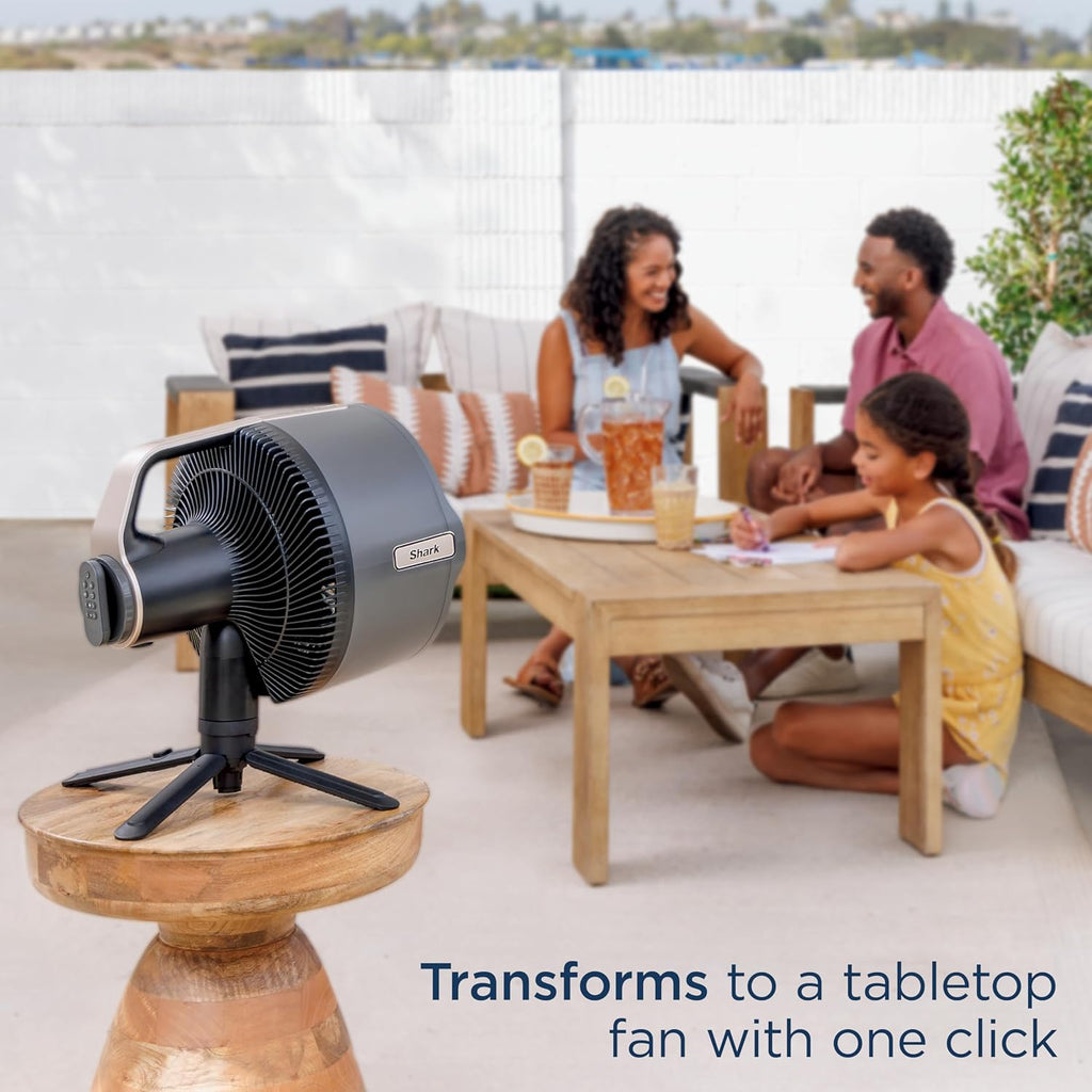 Shark FlexBreeze Pro Mist Fan — Indoor & Outdoor, Integrated Misting, Pedestal to Tabletop, Corded or Cordless, Up to 24-Hr Battery, Oscillating, Charcoal Grey, FA302 (2025 Release)