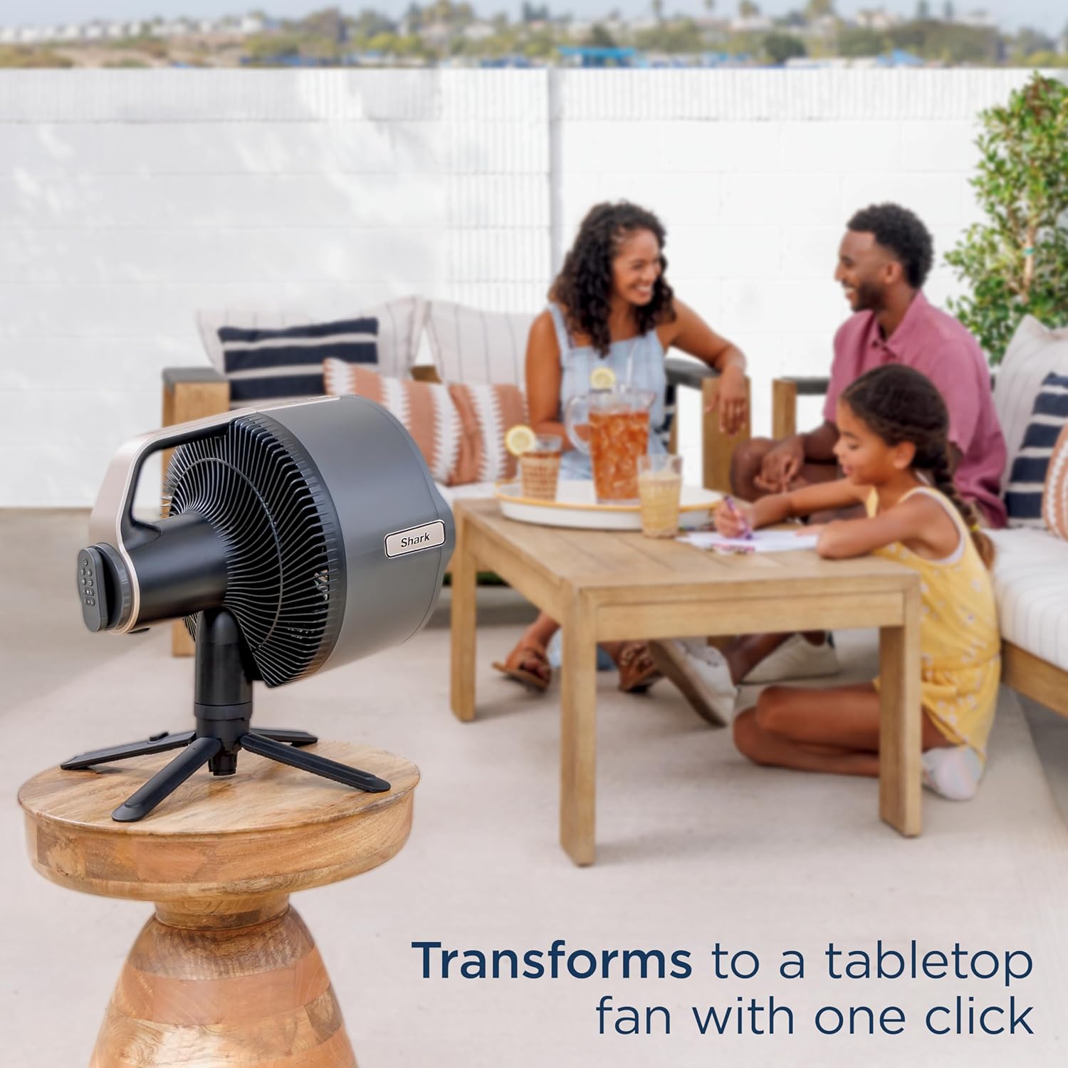Shark FlexBreeze Pro Mist Fan — Indoor & Outdoor, Integrated Misting, Pedestal to Tabletop, Corded or Cordless, Up to 24-Hr Battery, Oscillating, Charcoal Grey, FA302 (2025 Release)