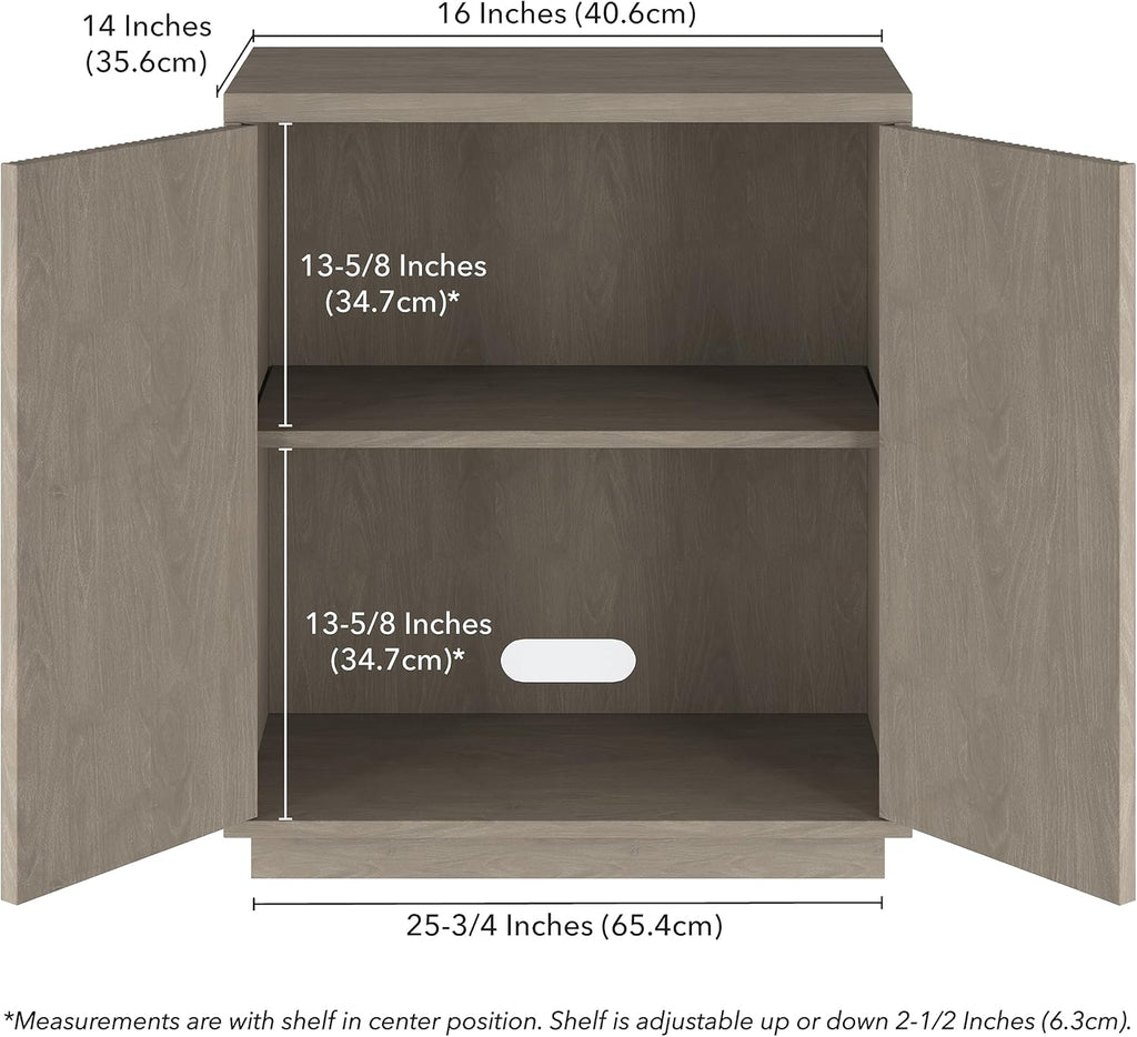 Henn&Hart 28" Fluted Wooden Accent Cabinet, Ribbed Modern Sideboard Buffet Cabinet with 2 Doors and an Adjustable Shelf for Living Room, Dining Room, Bedroom or Entryway, Weathered Gray
