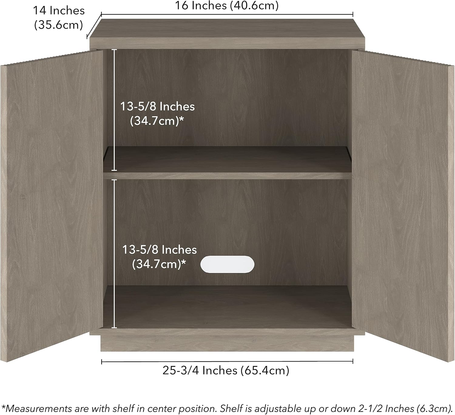 Henn&Hart 28" Fluted Wooden Accent Cabinet, Ribbed Modern Sideboard Buffet Cabinet with 2 Doors and an Adjustable Shelf for Living Room, Dining Room, Bedroom or Entryway, Weathered Gray
