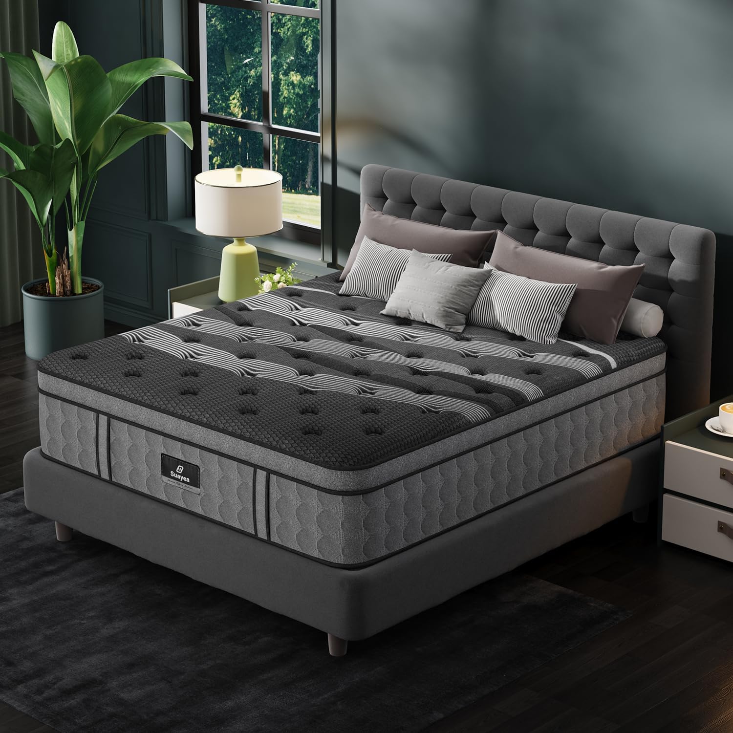 King Size Mattress 14 Inch, Hybrid King Mattress in a Box, Cooling Memory Foam Mattresses with Individual Pocket Springs, Pressure Relief, Fiberglass Free, Motion Isolation, CertiPUR-US