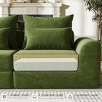 Modular loveseat with Ottoman, L-Shape Boneless Couch, Customizable Sectional Couch, Free Combination Design Sleeper Sofa, Sage Meadow