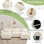 120" Modular Sectional Sofa, Comfy Cloud Couch Sectional Sofa with Ottoman, Chenille Sofa Sleeper Deep Seat Sofa with Throw Pillows for Living Room (Beige White, 120"- U Shape)