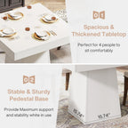 Tribesigns Square Dining Table for 4, 31.5-Inch Small Kitchen Table with Sturdy Pedestal Base, Farmhouse Dinner Table for Dining Room, Living Room, Kitchen, White