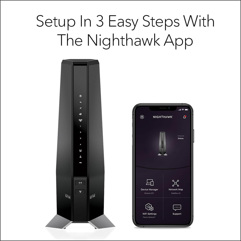 NETGEAR Nighthawk Cable Modem and WiFi 6 Router Combo (CAX80) - Compatible with All Major Cable Providers incl. Xfinity  Spectrum  Cox - Cable Plans up to 6Gbps - AX6000 WiFi 6 Speed - DOCSIS 3.1
