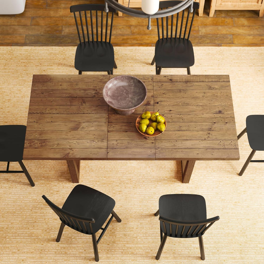55-70.5" Extendable Dining Table Pine Expandable Dining Room Table for 4 6 8 People Large Rectangle Table Space Saving for Dining Room Living Room Home Office .Walnut