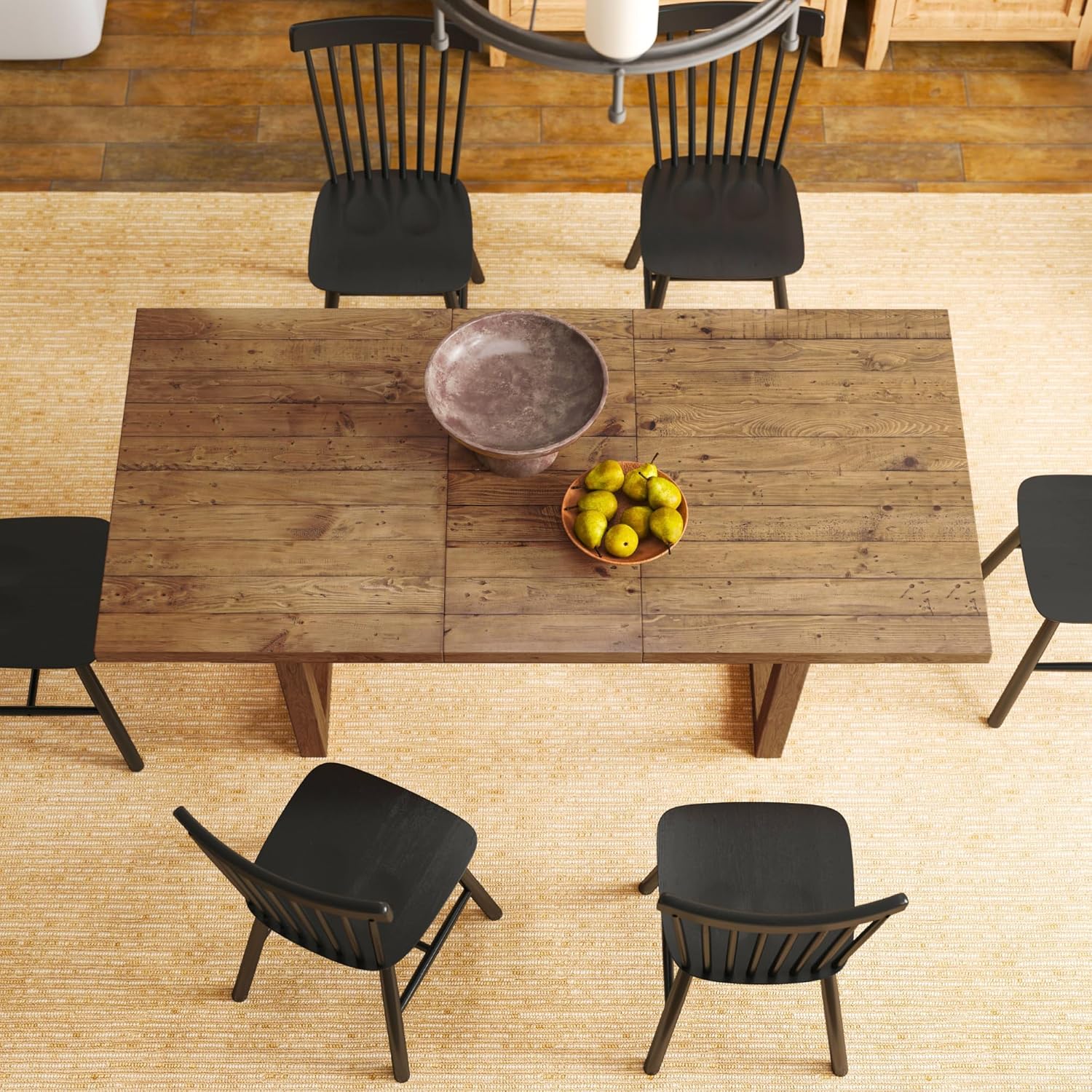 55-70.5" Extendable Dining Table Pine Expandable Dining Room Table for 4 6 8 People Large Rectangle Table Space Saving for Dining Room Living Room Home Office .Walnut