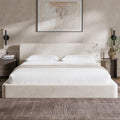 RECCI Cloud King Size Bed Frame with Ergonomic Angled Foam Cushioned Headboard, Minimalist Design Platform Bed Frame, No Box Spring Needed, Easy Assembly (Beige)