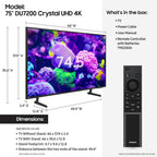 Samsung 75-Inch Class Crystal UHD 4K DU7200 Series HDR Smart TV w/Object Tracking Sound Lite  PurColor  Motion Xcelerator  Mega Contrast  Q-Symphony (UN75DU7200  2024 Model)