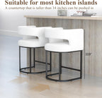 Westice Bar Stools Set of 3, 26” Seat Height Counter Height Stools with Curved Backrest, Barrel Sherpa Fabric Bar Chairs with Metal Frames, Upholstered Chairs for Kitchen Island, Pub, Club, Beige