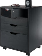 Winsome Halifax Mobile Storage Cabinet with 5 Drawers in Black, Stylish & Functional Home Storage Cabinet for Filing, Kitchen Organization, Moveable Furniture for Office, Dorms, Apartments