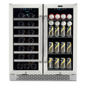 30?Built-in French Door Dual Zone 33 Bottle Wine Refrigerator 88 Can Beverage Center