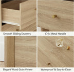 9 Drawer Dresser, Mid Century Modern Dresser with Storage, 55" Wide Chest of Drawers with Wood Grain Texture, Dressers TV Stand for Bedroom, Living Room, Hallway, White Oak