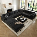 157.5" Cloud Couch Oversized Modular Sectional Sofa for Living Room,Modern Sofa with Deep Seat .8 Seater Boneless Couch with 2 Ottoman,Comfy Upholstered Couches for Apartment, Studio, Office,Black