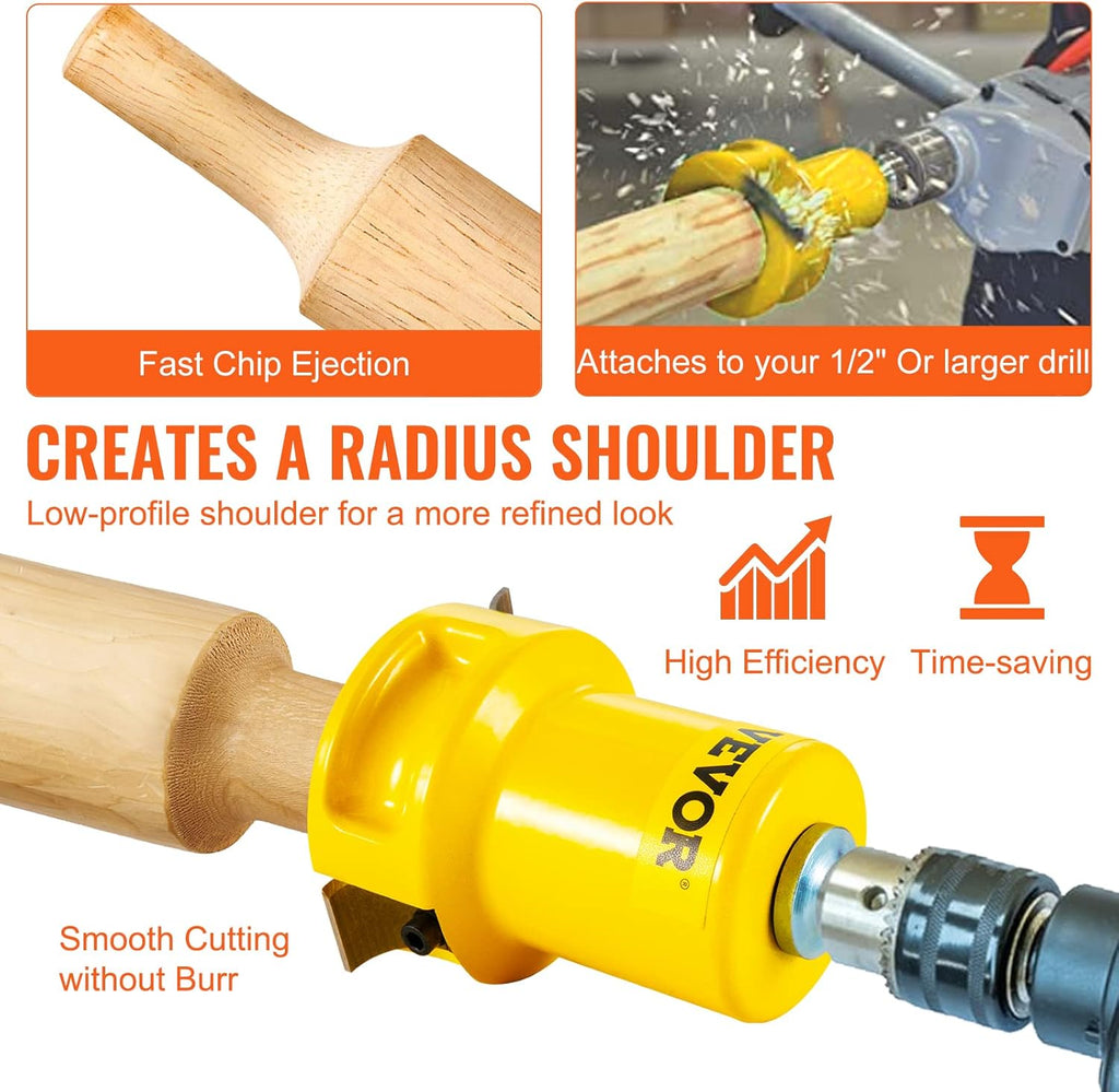 VEVOR Tenon Cutter, 1"/25.4mm & 2"/50.8mm Diameter, with Dual Curved Blades & Button Screws Home Master Kit, Premium Aluminum & Steel Log Furniture Cutter, Commercial Beginner’s Tool for Home DIY