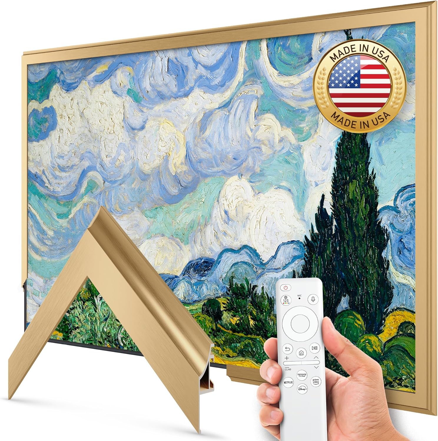 Pale Gold Scoop 65" Alloy Deco TV Frame - Compatible ONLY with Samsung The Frame TV and Pro TVs (Fits 2021-2026  LS03A  LS03B LS03C LS03D LS03FA LS03FW)