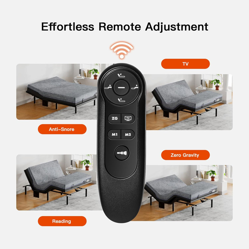 Amada Twin XL Adjustable Bed Frame and 14 Inch Cooling Gel Memory Foam Mattress Set, Head & Foot Incline, Wireless Remote, USB Ports, LED Night Light, Medium Firm Support
