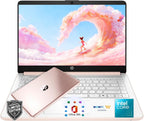 HP 14″Rose Gold Lightweight Laptop  with Office 365 & Copilot AI  Intel Processor  8GB RAM Memory  128GB SSD + 1TB Cloud Storage