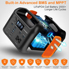 Portable Power Station with 55W Solar Panel  299Wh LiFePO4 Backup Battery 300W Pure Sine Wave AC (600W Peak) Car Outlets PD 60W QC3.0 Solar Generator Power Bank for Camping  Emergency  CPAP