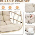BULEXYARD Wicker Egg Chair Without Stand, 350 Lbs Foldable Rattan Swing with Cozy Padded Cushion, All-Season Hanging Hammock Basket for Outdoor Patio Balcony Bedroom Garden Tree Ceiling, Beige